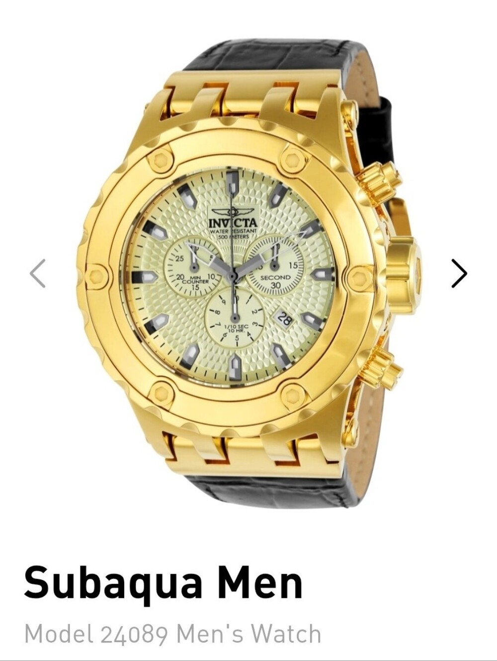 Invicta Gold and Black Men's Subaqua Chronograph Watch 52mm